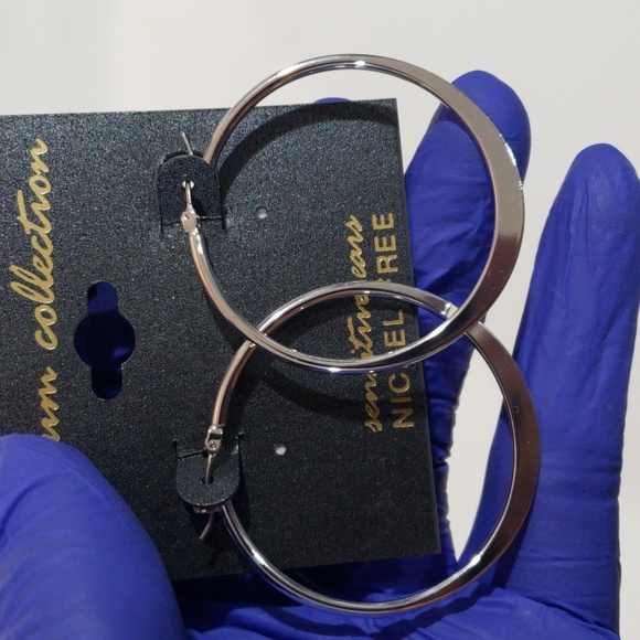 Elegant Silver Tone Hoop Design  Earrings -1.75-inch - Women's Fashion Jewelry - Picture 6 of 8